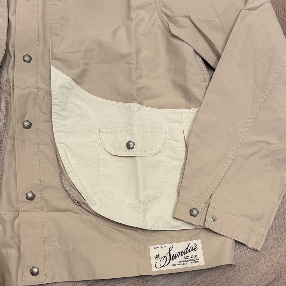 Sundae School Stash Chore Tan and Cream Shirt Jacket - Picture 4 of 8